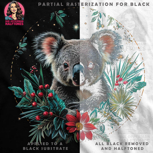 Christmas Koala with Floral Frame Halftone T-Shirt Design - halftone PNG for T-shirts – Sue Opperman Halftones