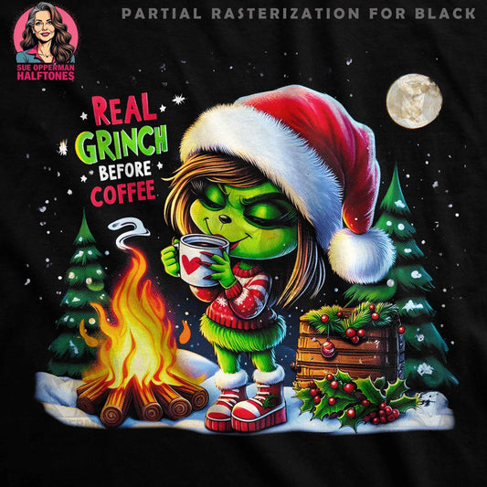 Christmas Grinch Before Coffee Halftone T-Shirt Design - halftone PNG for T-shirts – Sue Opperman Halftones