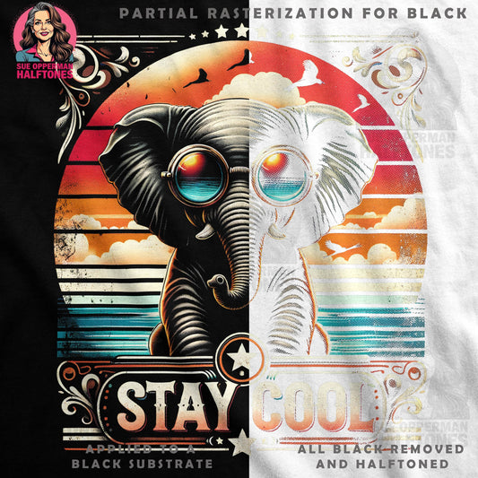 Cool Elephant Stay Cool Halftoned T-Shirt Design - halftone PNG for T-shirts – Sue Opperman Halftones