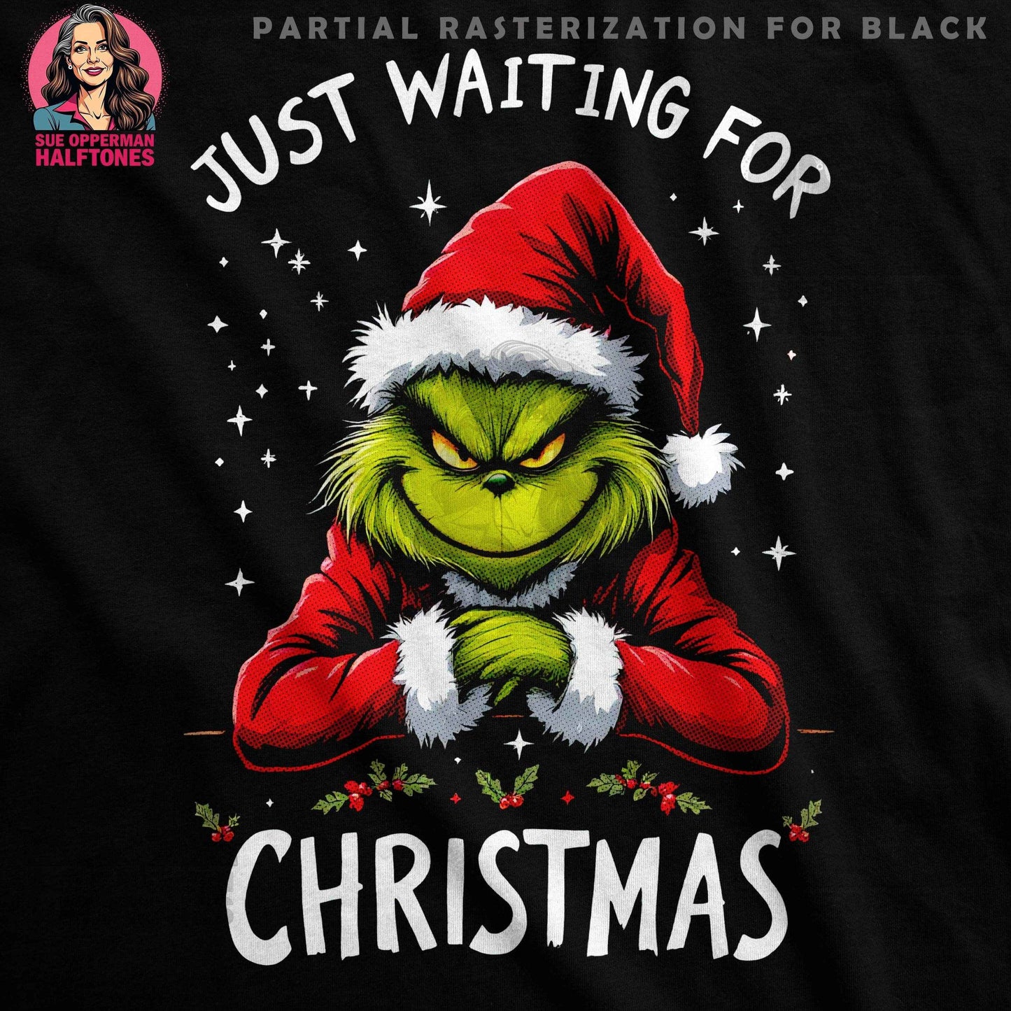 Grinch Waiting for Christmas Halftone T-Shirt Design - halftone PNG for T-shirts – Sue Opperman Halftones