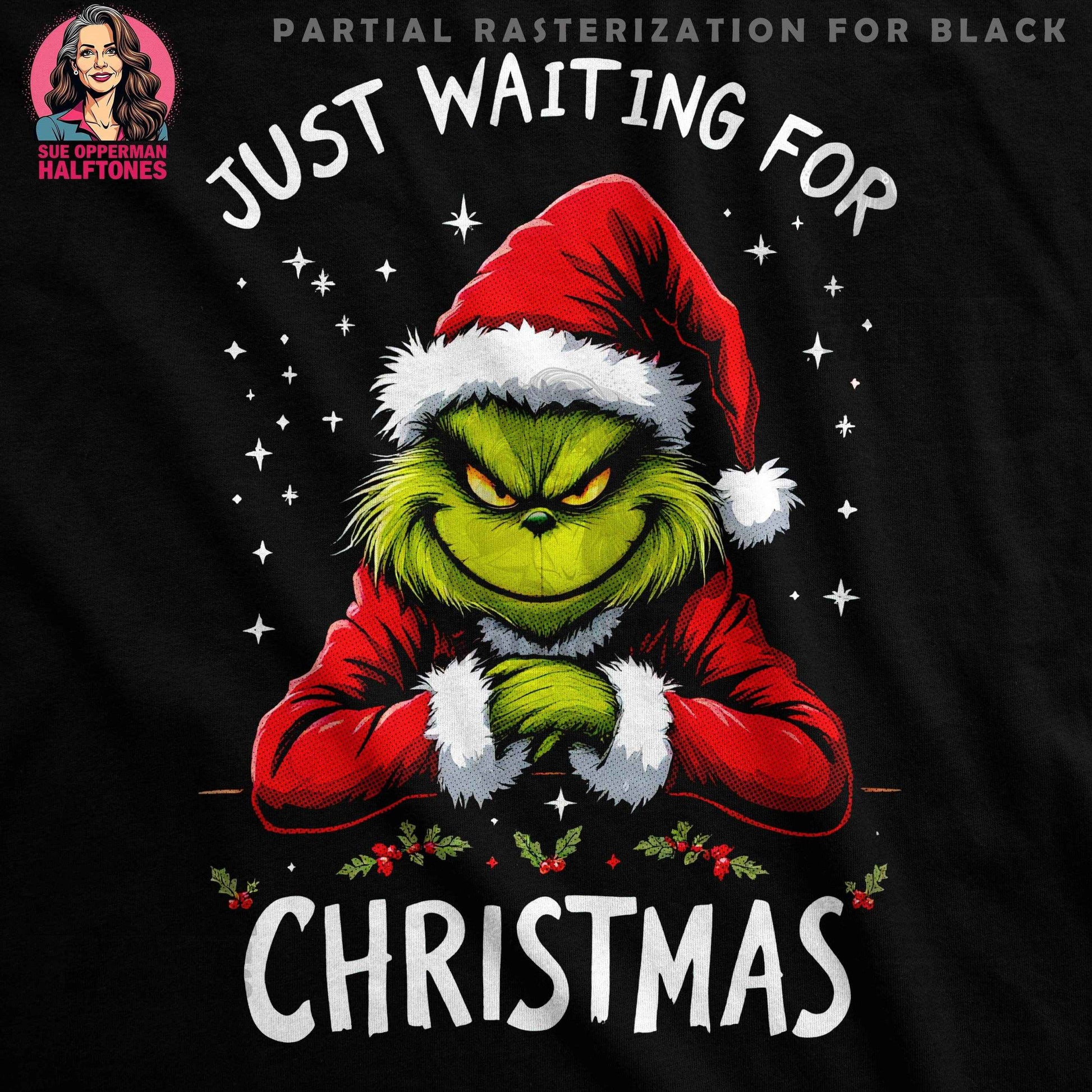 Grinch Waiting for Christmas Halftone T-Shirt Design - halftone PNG for T-shirts – Sue Opperman Halftones