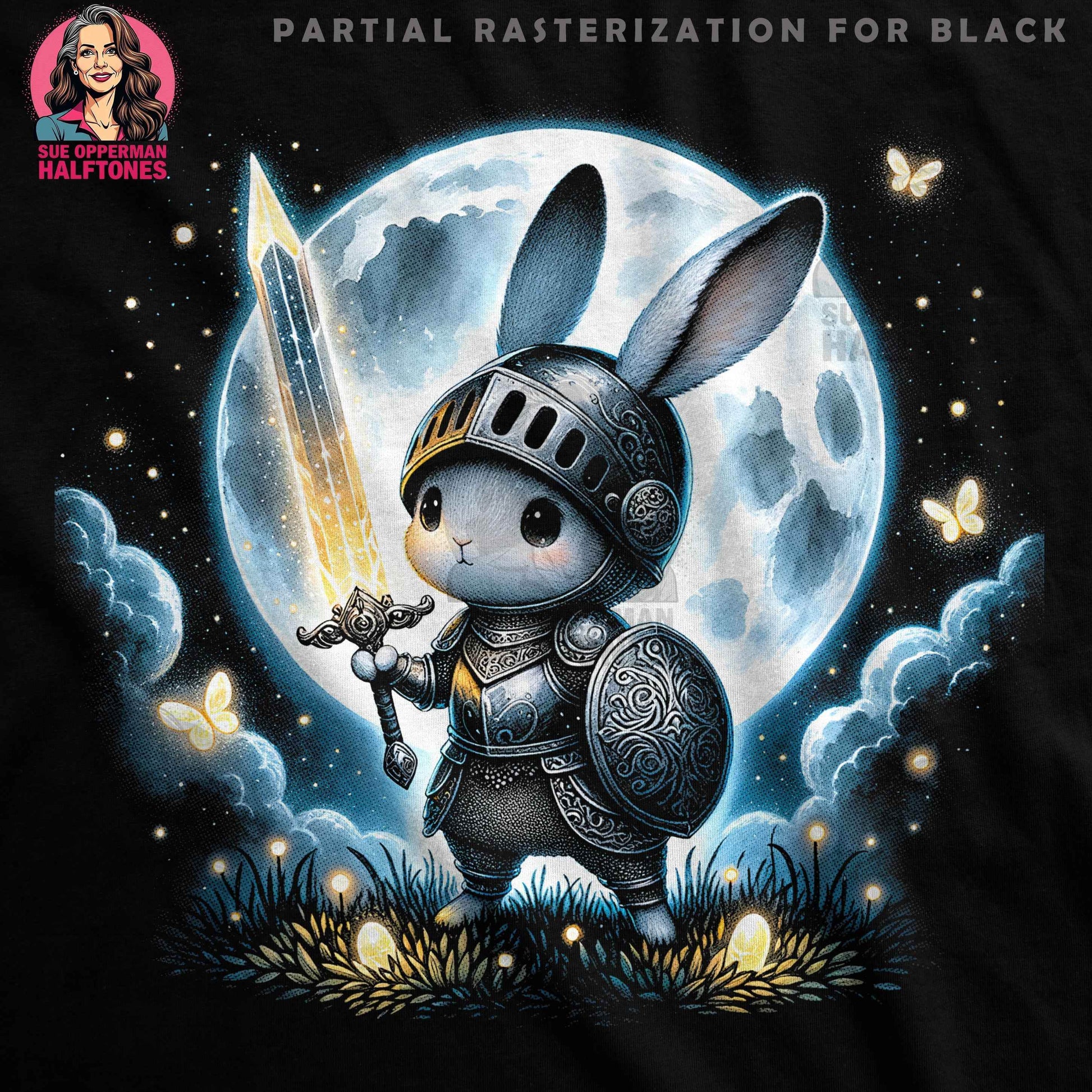 Animals Rabbit Knight Halftone T-Shirt Design - halftone PNG for T-shirts – Sue Opperman Halftones