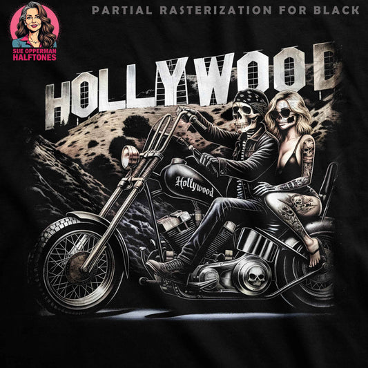 Bike Skeleton Hollywood Halftoned T-Shirt Design - halftone PNG for T-shirts – Sue Opperman Halftones