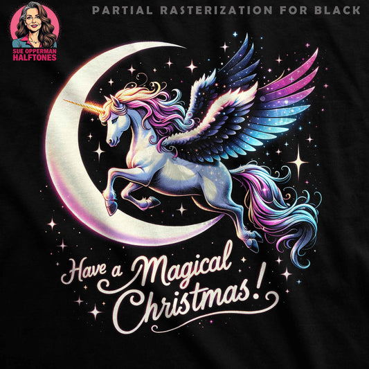 Christmas Unicorn Have a Magical Christmas Digital Halftone T-Shirt Design - halftone PNG for T-shirts – Sue Opperman Halftones