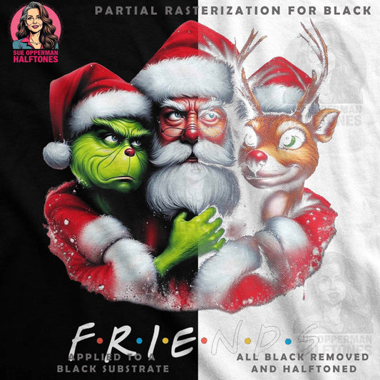 Christmas Friends Santa Grinch Halftoned T-Shirt Design - halftone PNG for T-shirts – Sue Opperman Halftones