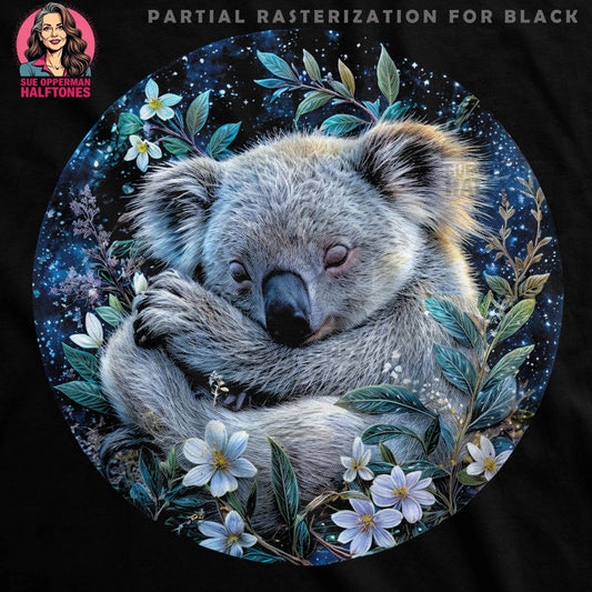 Animals Koala Bear in Flowers Halftone T-Shirt Design - halftone PNG for T-shirts – Sue Opperman Halftones