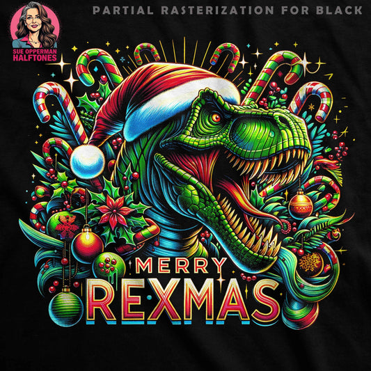 Christmas Dinosaur Halftone T-Shirt Design - halftone PNG for T-shirts – Sue Opperman Halftones