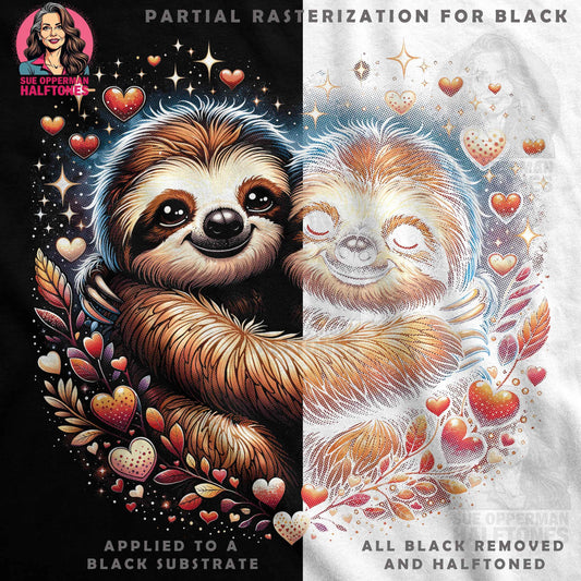 Valentine Sloths With Hearts Halftoned T-Shirt Design - halftone PNG for T-shirts – Sue Opperman Halftones
