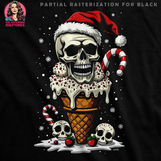 Christmas Skull Dessert Halftone T-Shirt Design - halftone PNG for T-shirts – Sue Opperman Halftones