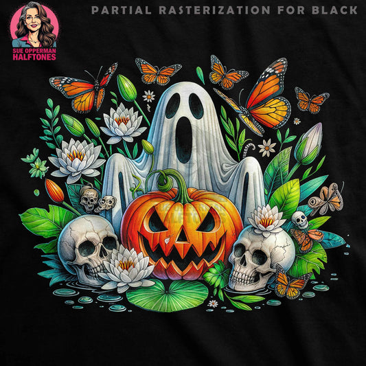 Spooky Halloween Garden Halftone T-Shirt Design Digital - halftone PNG for T-shirts – Sue Opperman Halftones