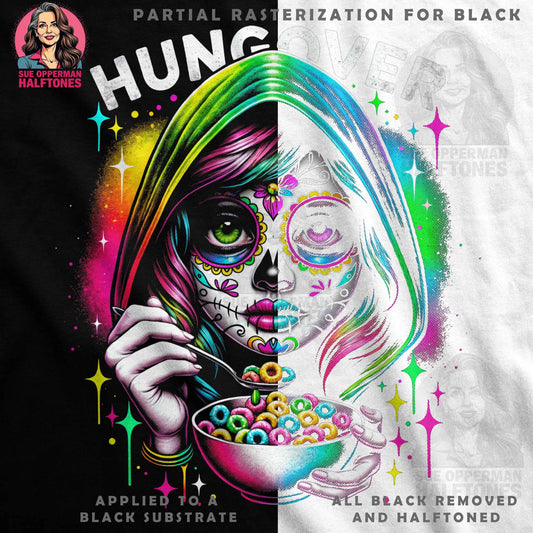 Hangover Sugar Skull Girl Halftone T-Shirt Design - halftone PNG for T-shirts – Sue Opperman Halftones
