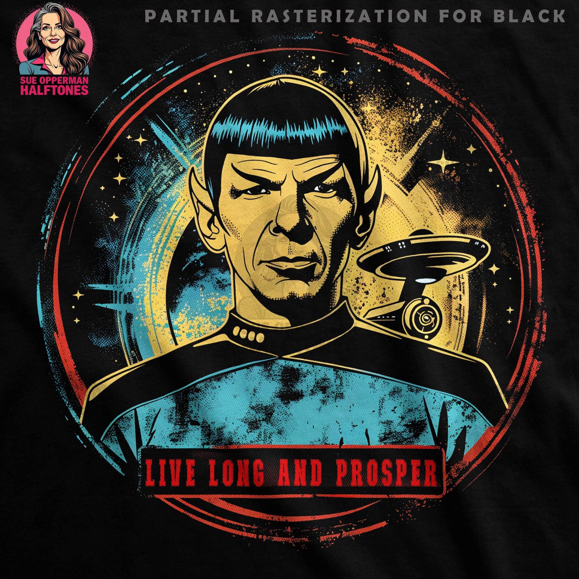 Spock Live Long Prosper Halftone T-Shirt Design - halftone PNG for T-shirts – Sue Opperman Halftones