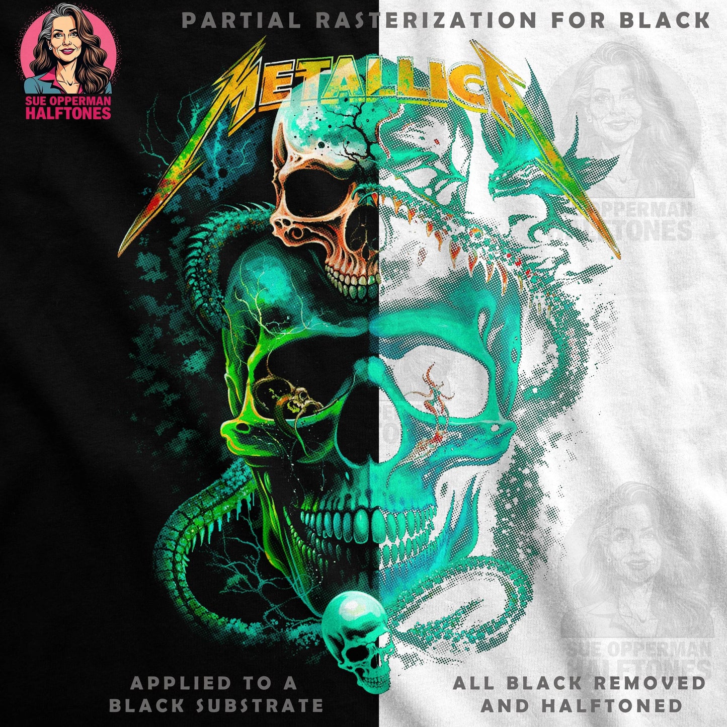Metallica Skull Theme Halftone T-Shirt Design - halftone PNG for T-shirts – Sue Opperman Halftones