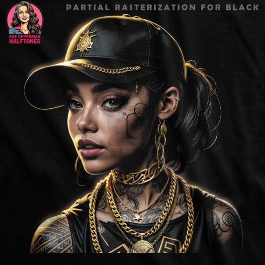 Cap Girl with Chains Halftone T-Shirt Design Digital - halftone PNG for T-shirts – Sue Opperman Halftones