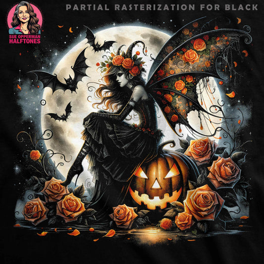 Halloween Fairy Pumpkin Halftoned T-Shirt Design - halftone PNG for T-shirts – Sue Opperman Halftones