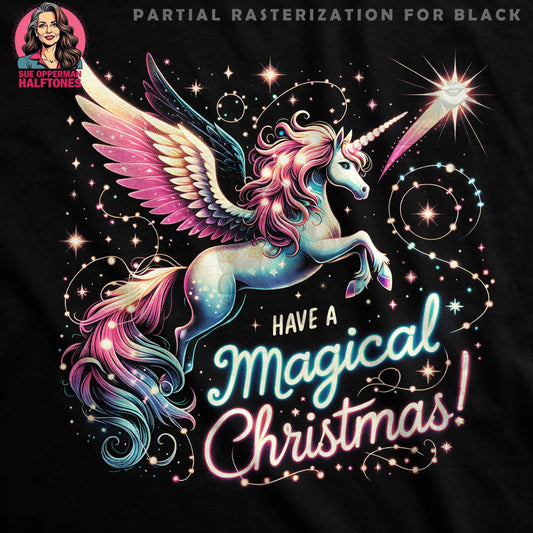 Christmas Unicorn Have A Magical Christmas Digital Halftone T-Shirt Design - halftone PNG for T-shirts – Sue Opperman Halftones
