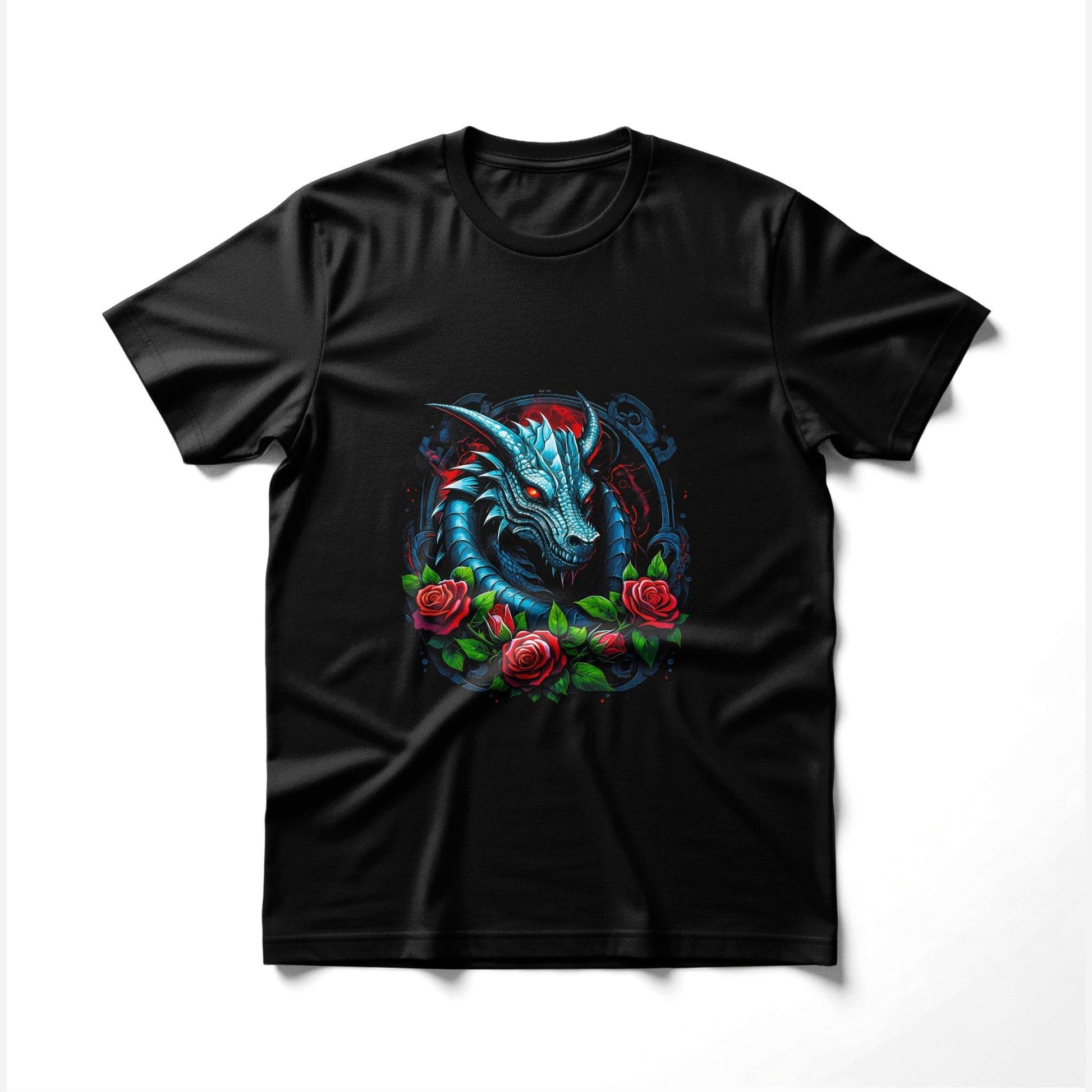 Dragon with Roses Graphic Halftone T-Shirt Design - halftone PNG for T-shirts – Sue Opperman Halftones