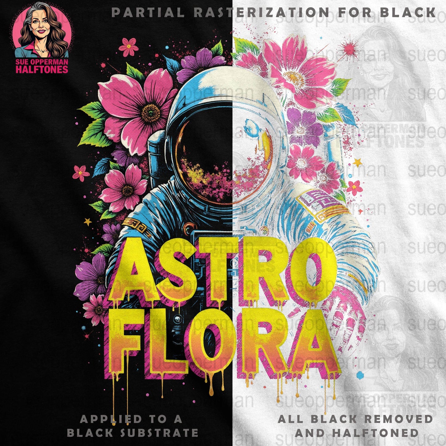Astro Flora Halftone T-Shirt Design Digital - halftone PNG for T-shirts – Sue Opperman Halftones