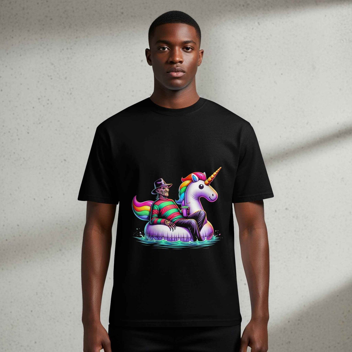 Freddy Krueger Unicorn Pool Party Halftone T-Shirt Design - halftone PNG for T-shirts – Sue Opperman Halftones
