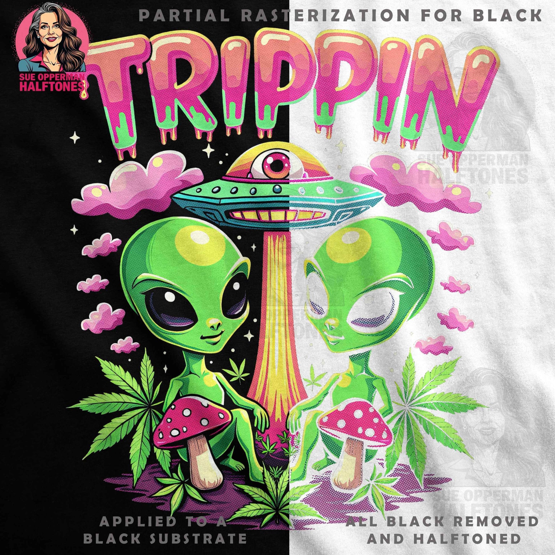 Alien Halftone T-Shirt Design - halftone PNG for T-shirts – Sue Opperman Halftones