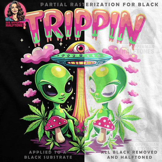 Alien Halftone T-Shirt Design - halftone PNG for T-shirts – Sue Opperman Halftones