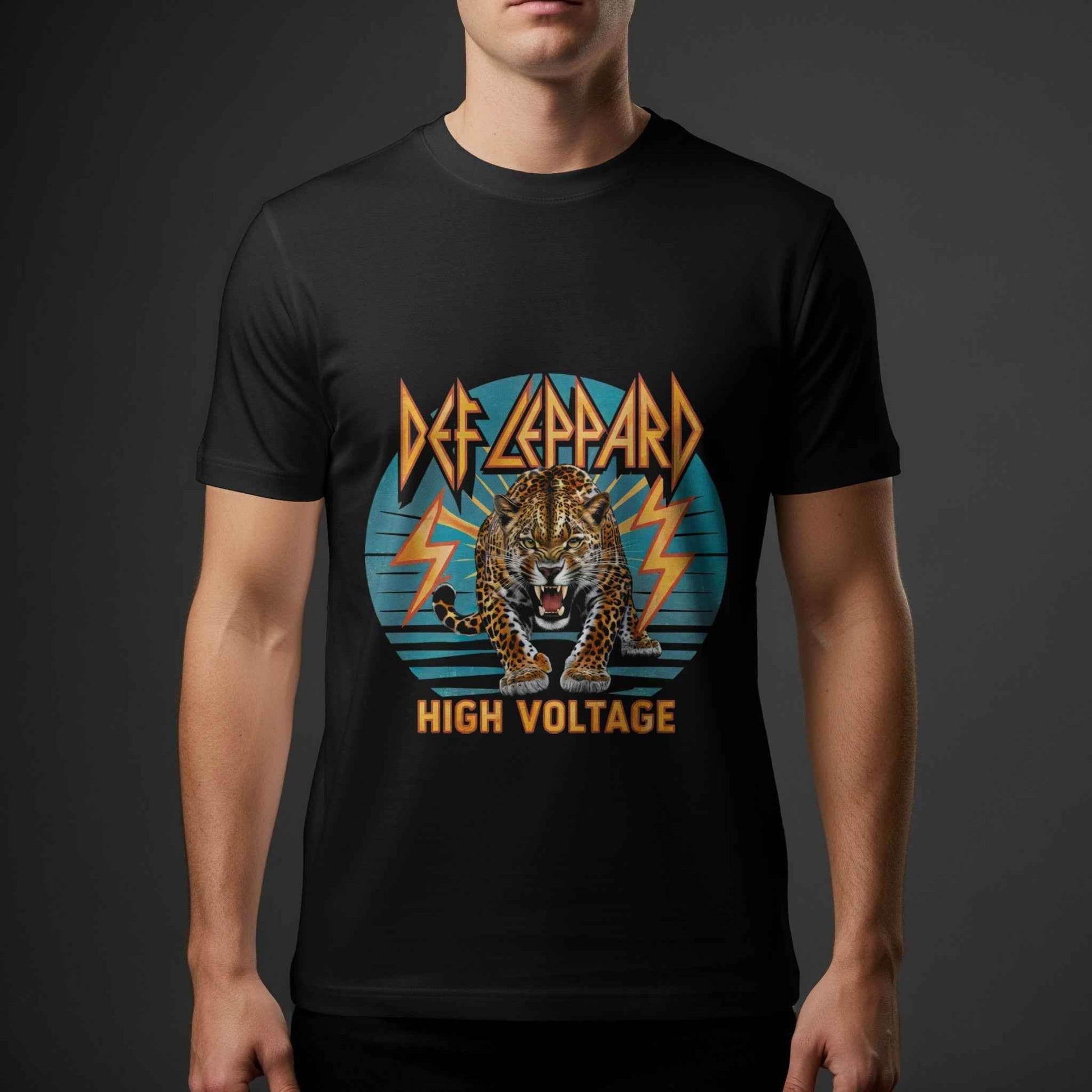 Music Def Leppard High Voltage Tiger Halftoned T-Shirt Design - halftone PNG for T-shirts – Sue Opperman Halftones