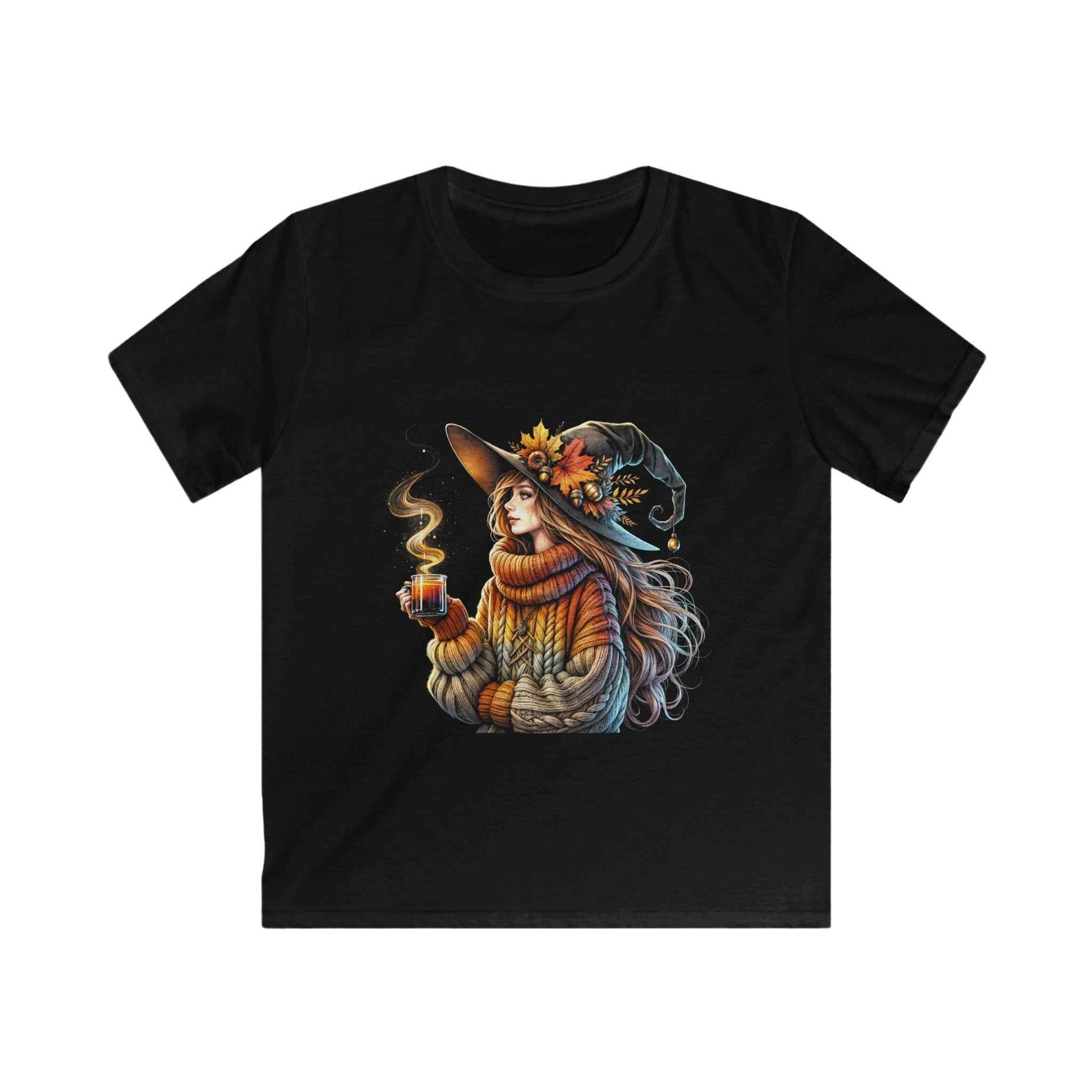 Halloween Witch Fall Girl Illustration Digital Halftoned T-Shirt Design - halftone PNG for T-shirts – Sue Opperman Halftones