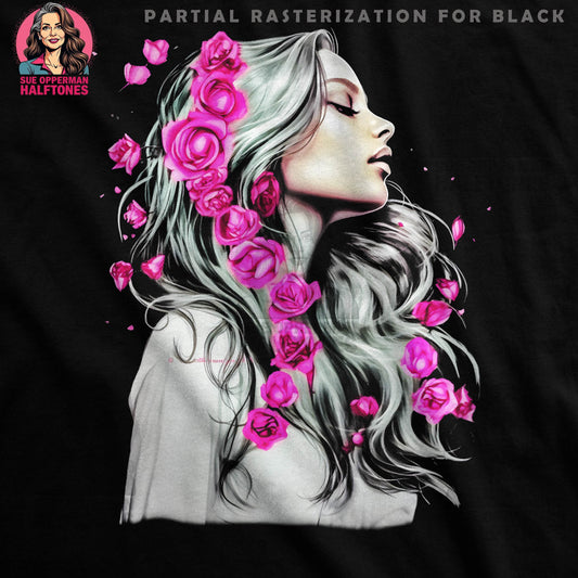 Glamour Roses Woman Halftone T-Shirt Design - halftone PNG for T-shirts – Sue Opperman Halftones