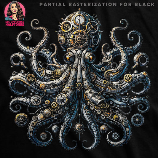 Steampunk Octopus Halftone T-Shirt Design - halftone PNG for T-shirts – Sue Opperman Halftones