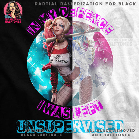 Harley Quinn Unsupervised Statement Halftone T-Shirt Design - halftone PNG for T-shirts – Sue Opperman Halftones