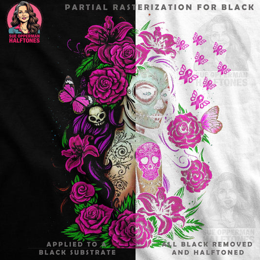 Day of the Dead Lady Flowers Halftone T-Shirt Design - halftone PNG for T-shirts – Sue Opperman Halftones
