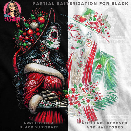 Day of the Dead Christmas Halftone T-Shirt Design - halftone PNG for T-shirts – Sue Opperman Halftones