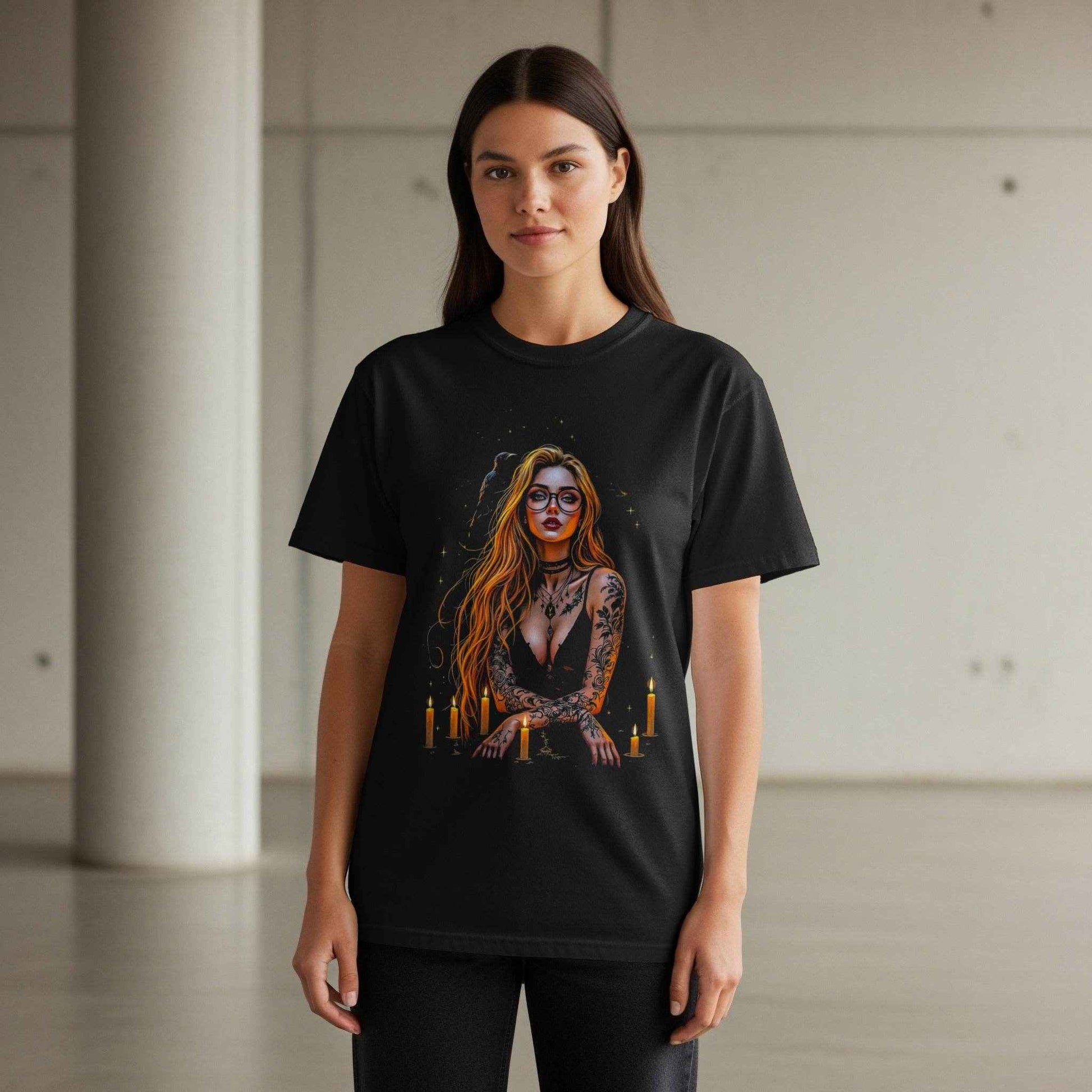 Tattooed Woman with Candles Halftone T-Shirt Design Digital - halftone PNG for T-shirts – Sue Opperman Halftones