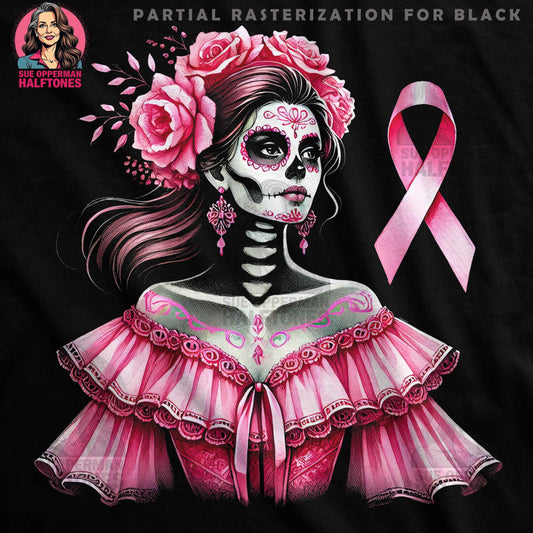 Day of the Dead Breast Cancer Halftone T-Shirt Design - halftone PNG for T-shirts – Sue Opperman Halftones