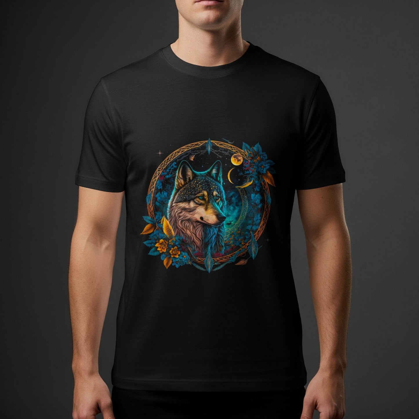 Wolf Floral Dreamcatcher Halftone T-Shirt Design - halftone PNG for T-shirts – Sue Opperman Halftones