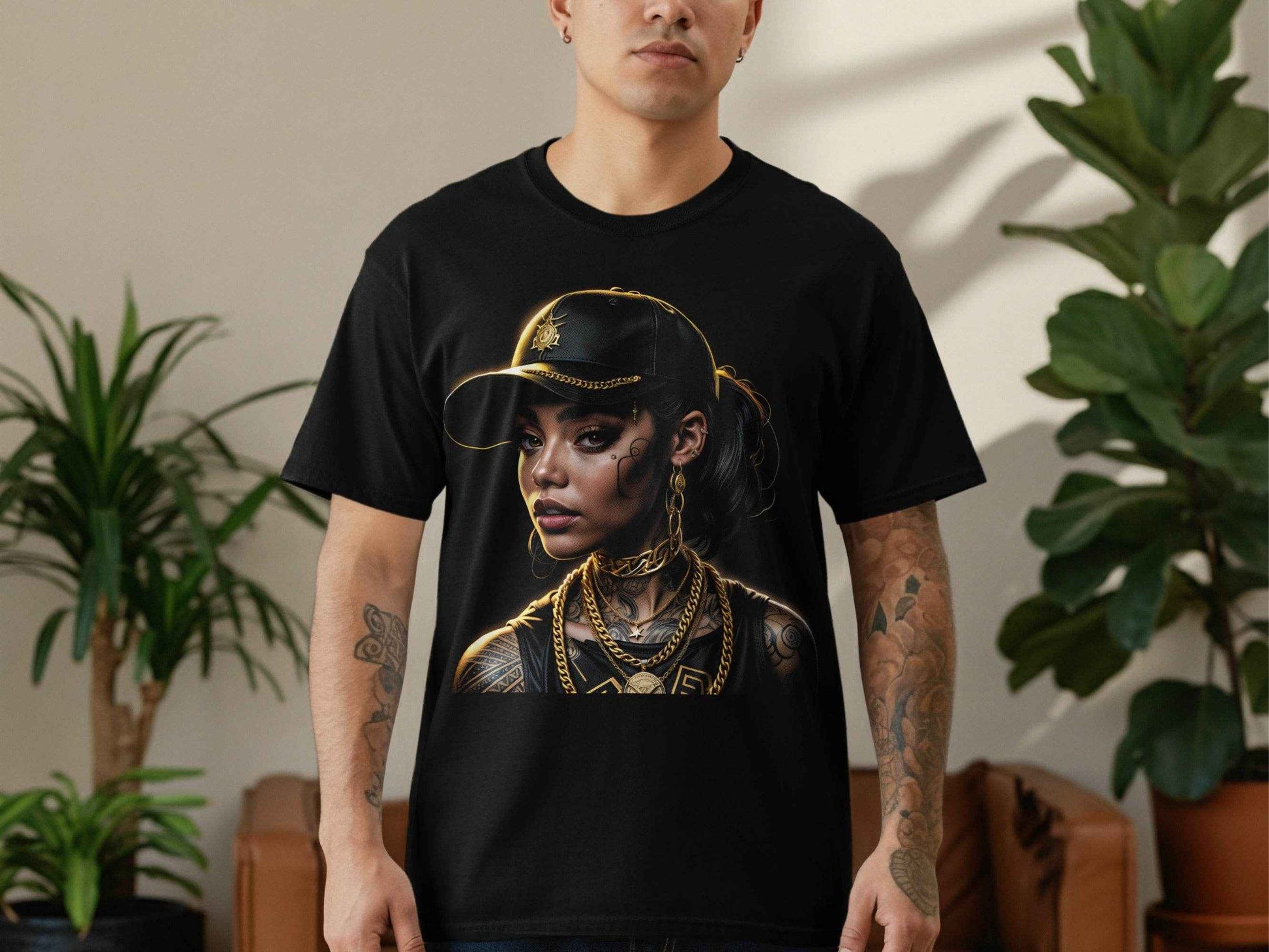 Cap Girl with Chains Halftone T-Shirt Design Digital - halftone PNG for T-shirts – Sue Opperman Halftones