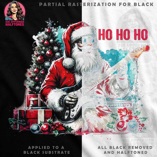 Santa Playing Guitar Christmas Halftone T-Shirt Design - halftone PNG for T-shirts – Sue Opperman Halftones