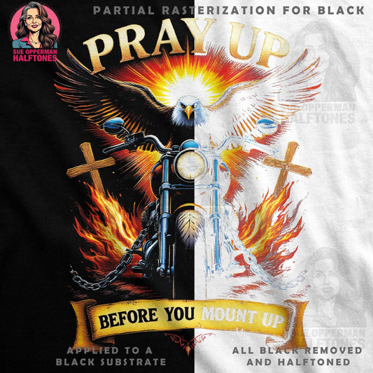 Pray Up Motorcycle Halftone T-Shirt Design - halftone PNG for T-shirts – Sue Opperman Halftones