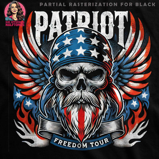 Patriot Skull with Wings Halftone T-Shirt Design Digital - halftone PNG for T-shirts – Sue Opperman Halftones