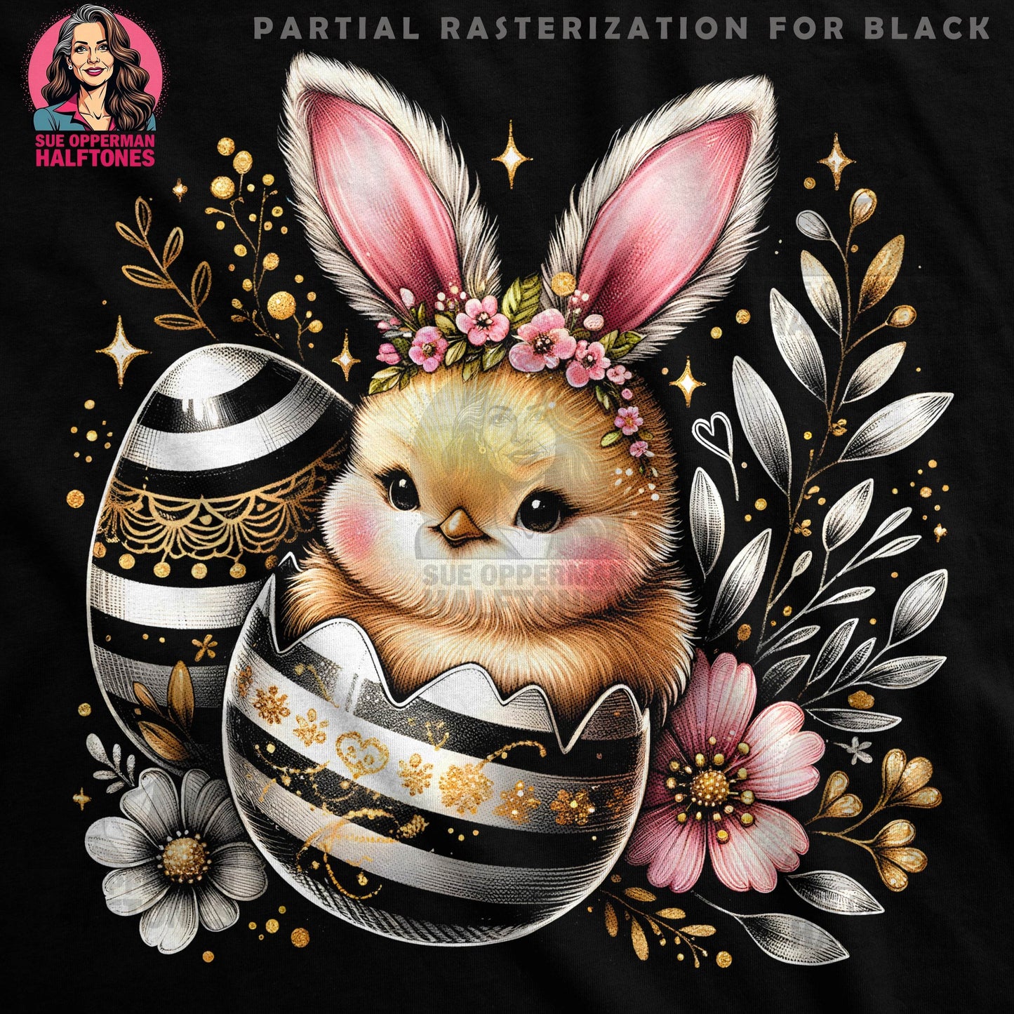 Easter Chick in Egg Halftone T-Shirt Design - halftone PNG for T-shirts – Sue Opperman Halftones