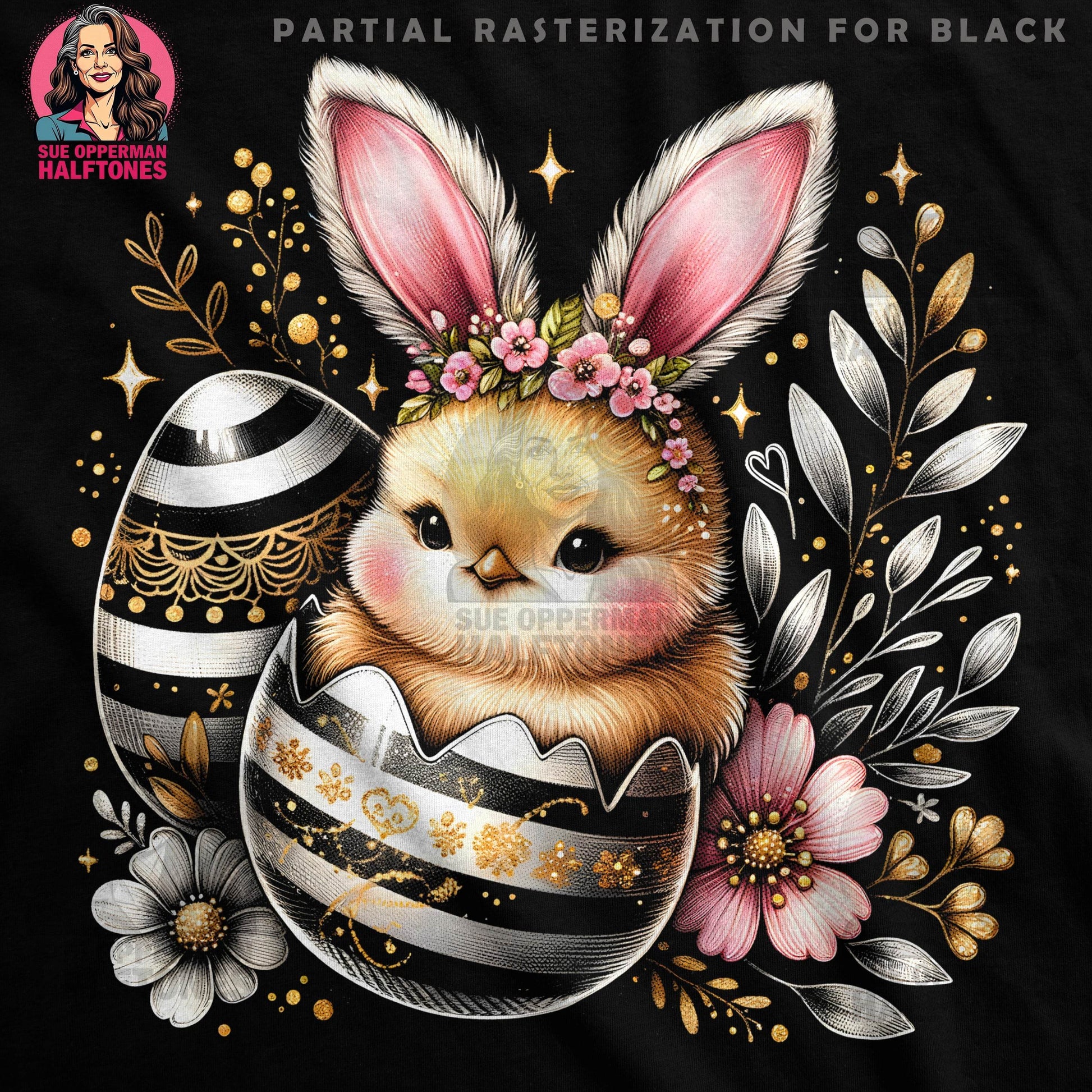 Easter Chick in Egg Halftone T-Shirt Design - halftone PNG for T-shirts – Sue Opperman Halftones