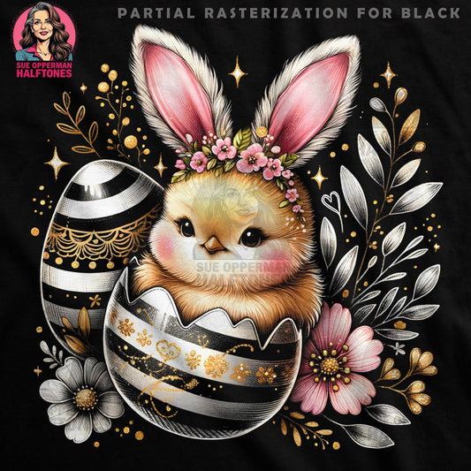 Easter Chick in Egg Halftone T-Shirt Design - halftone PNG for T-shirts – Sue Opperman Halftones