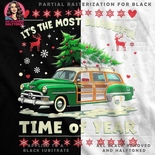 Christmas Car and Tree Design Halftone T-Shirt Design - halftone PNG for T-shirts – Sue Opperman Halftones