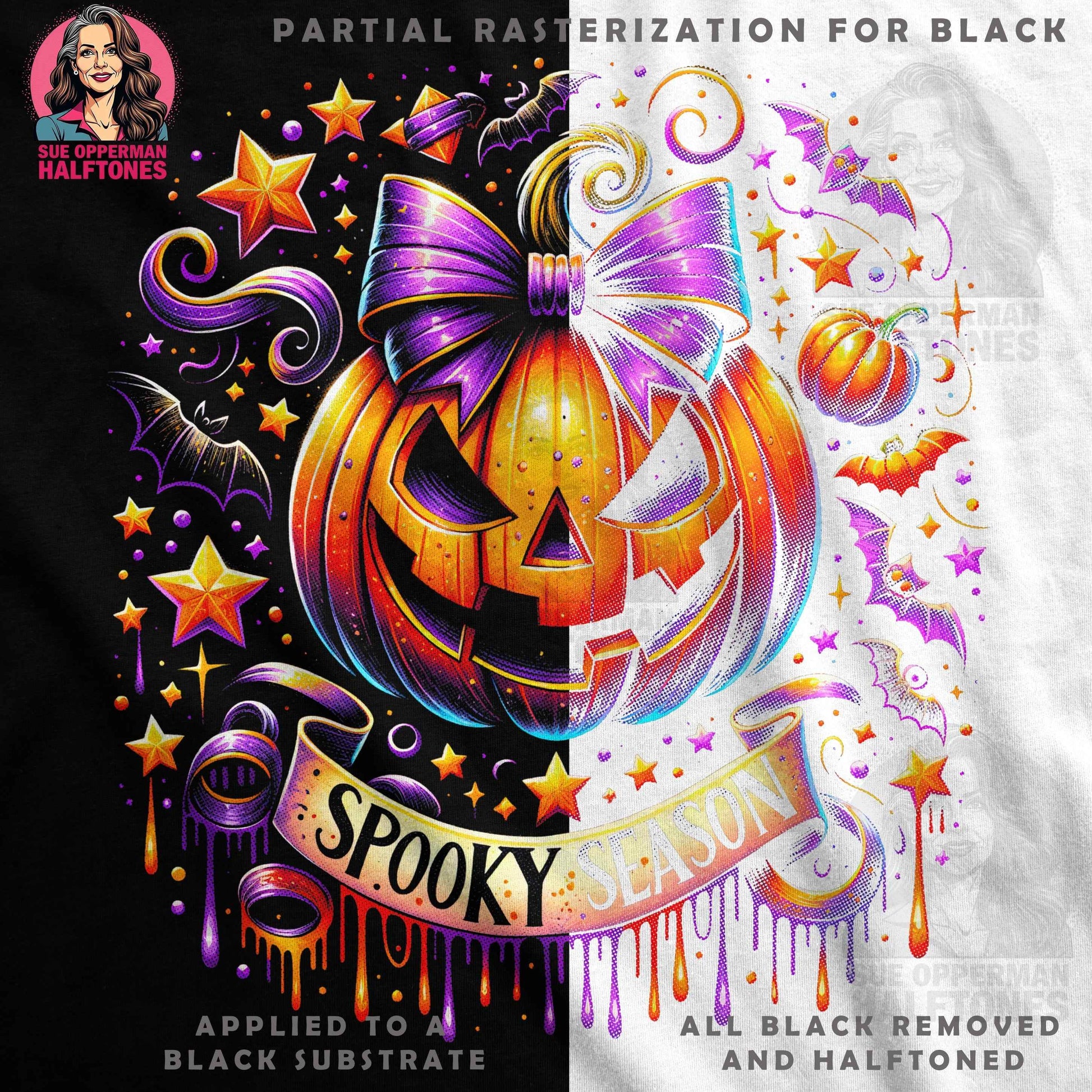 Halloween Pumpkin Spooky Season Digital Halftone T-Shirt Design - halftone PNG for T-shirts – Sue Opperman Halftones