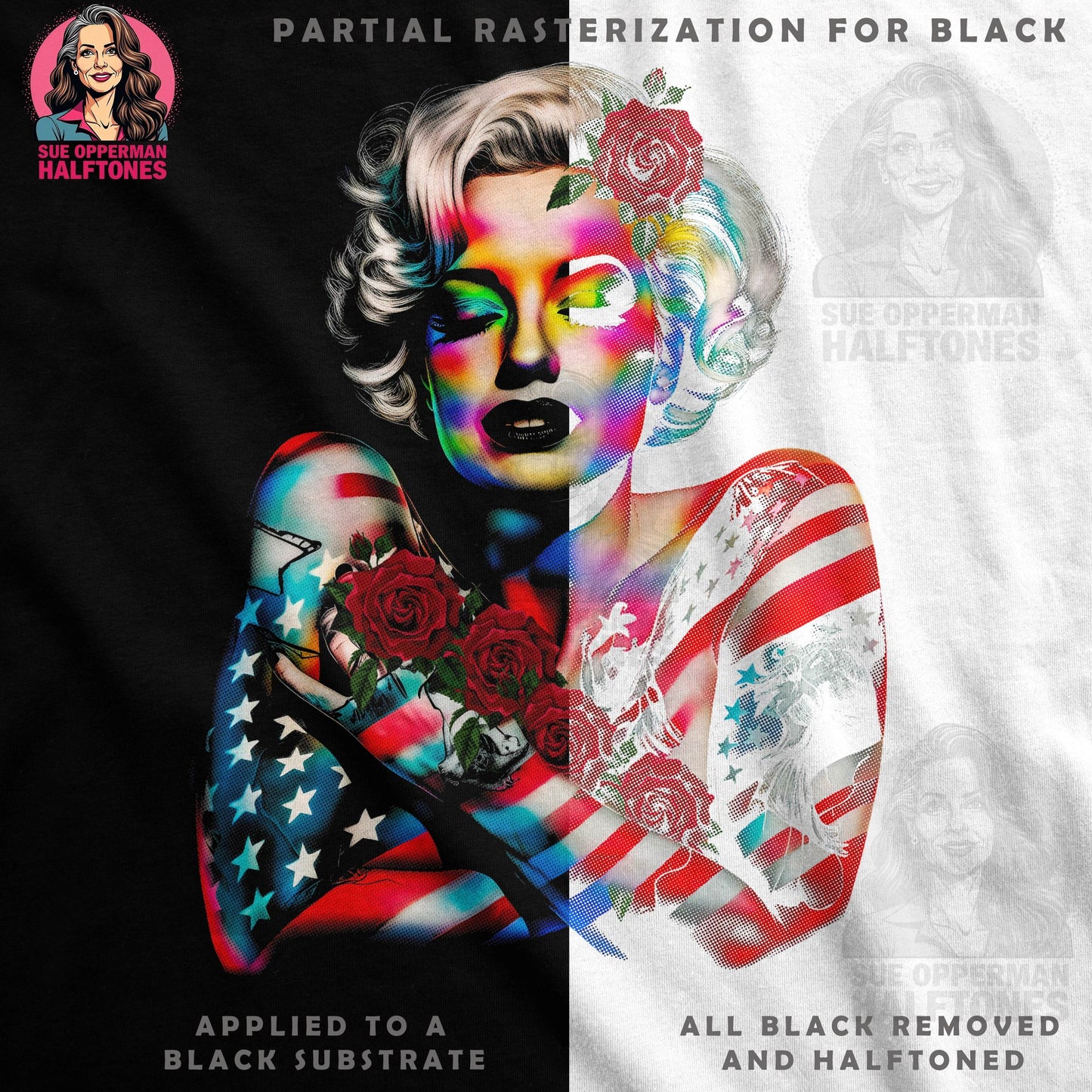 Patriotic Marilyn Halftone T-Shirt Design - halftone PNG for T-shirts – Sue Opperman Halftones