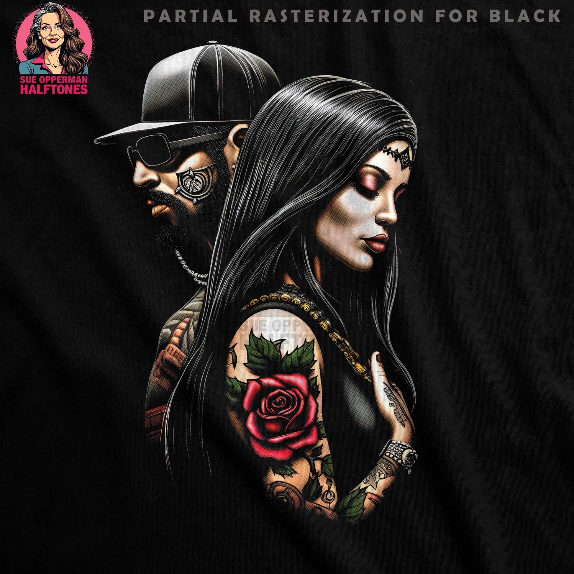 Glamour Couple Artistic Design Halftoned T-Shirt Design - halftone PNG for T-shirts – Sue Opperman Halftones