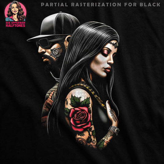 Glamour Couple Artistic Design Halftoned T-Shirt Design - halftone PNG for T-shirts – Sue Opperman Halftones