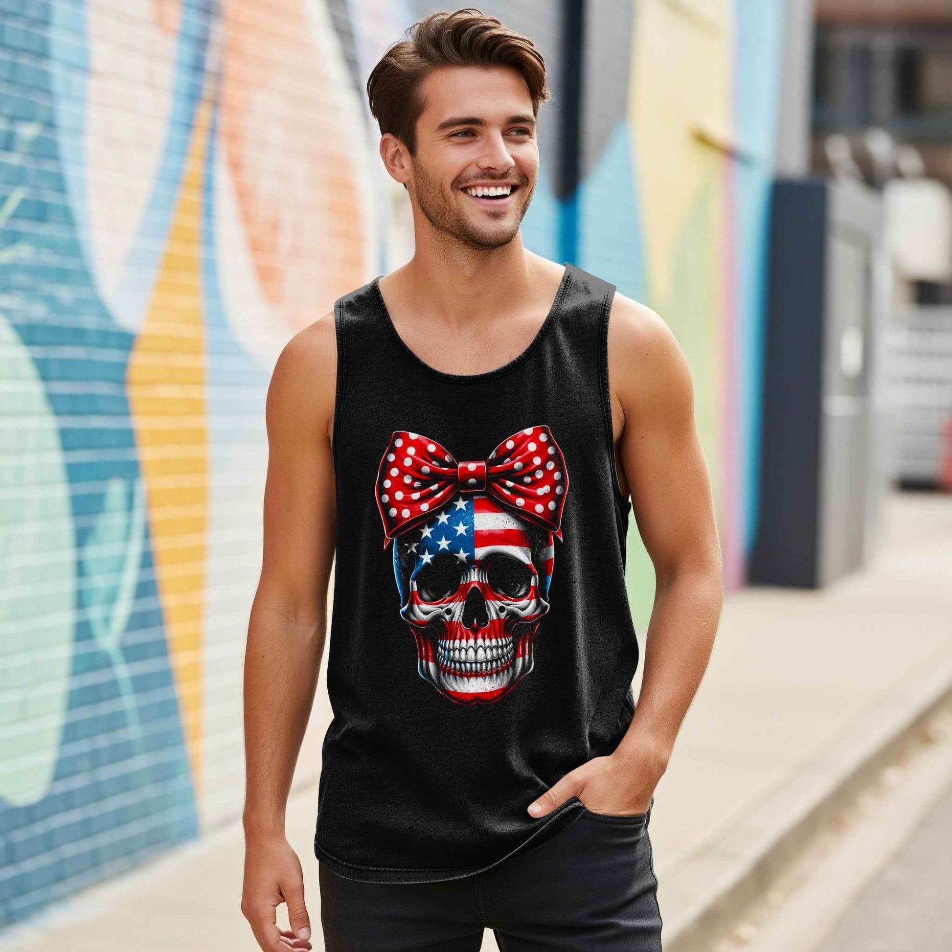 Patriotic Skull USA Flag Halftone T-Shirt Design - halftone PNG for T-shirts – Sue Opperman Halftones
