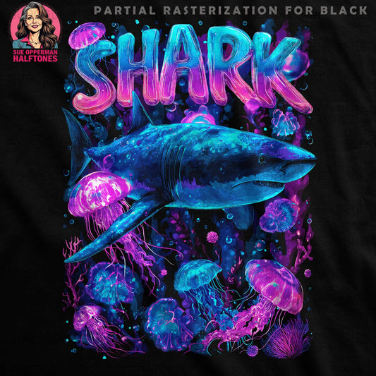 Shark Sea Life Halftone T-Shirt Design Digital - halftone PNG for T-shirts – Sue Opperman Halftones