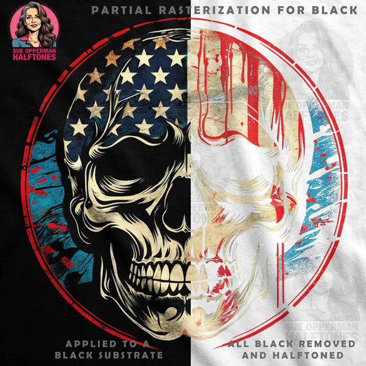 Patriotic Skull with USA Flag Halftone T-Shirt Design - halftone PNG for T-shirts – Sue Opperman Halftones